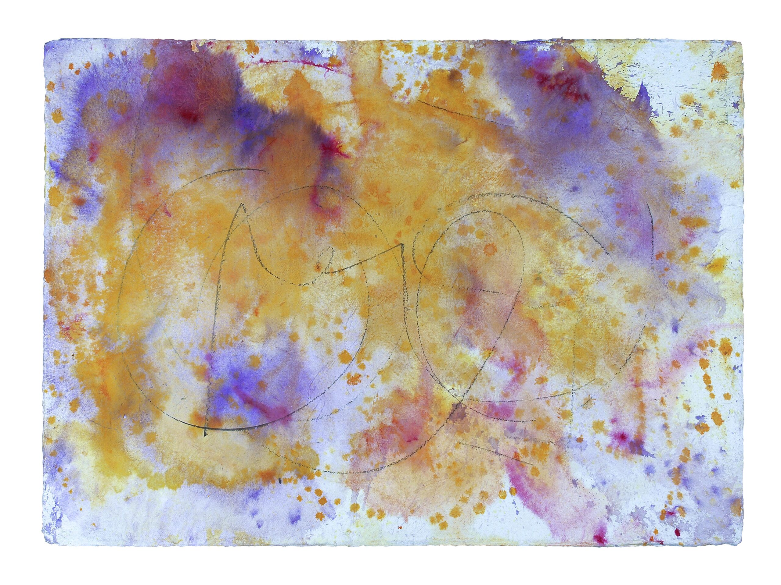 Dreaming Yellow-violet, 2016, Mixed Media auf Büttenpapier, beidseitig bemalt, 30.0 × 40.0 cm