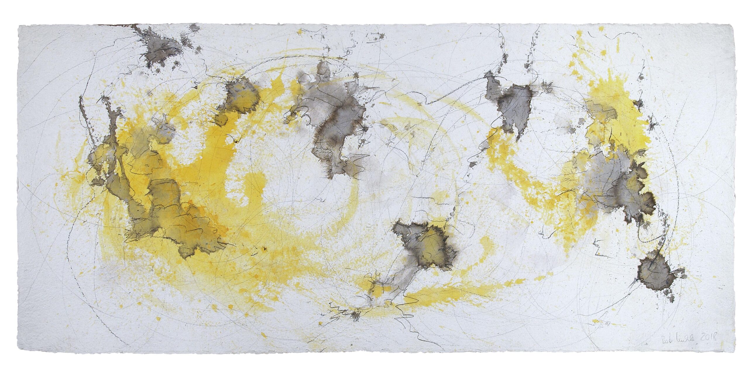 Global, 2018, Mixed Media auf Büttenpapier, beidseitig bemalt, 200.0 × 100.0 cm