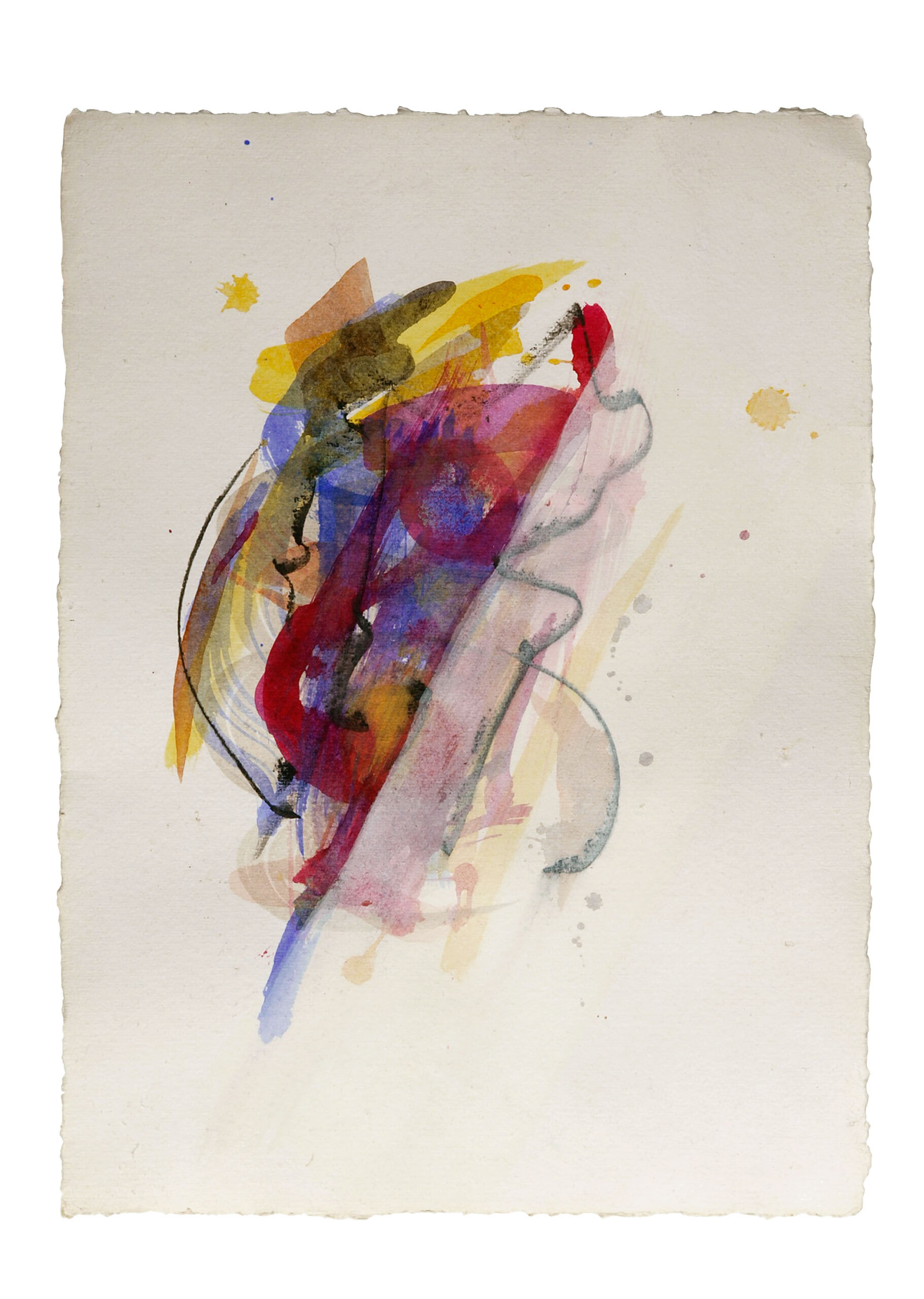 B1, 2025, Mixed Media auf Büttenpapier, 27 × 38 cm