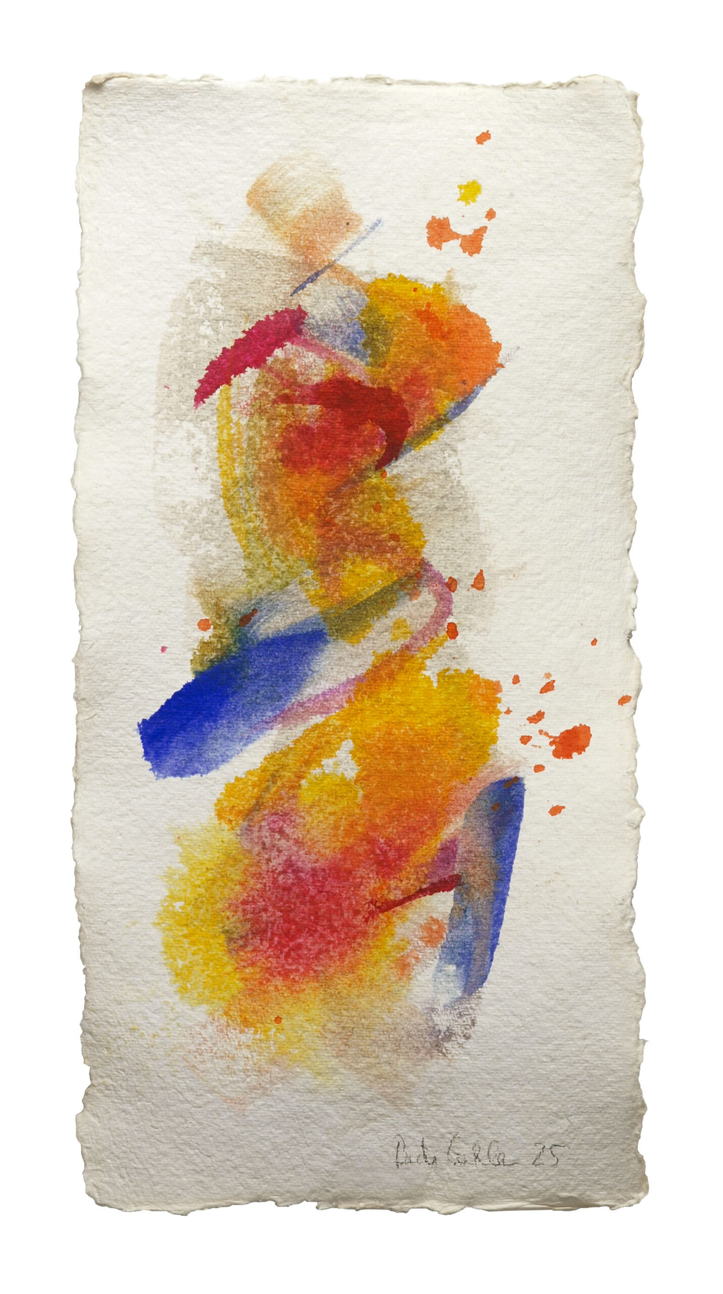 Faces 1, 2025, Mixed Media auf Büttenpapier, 20 × 40 cm