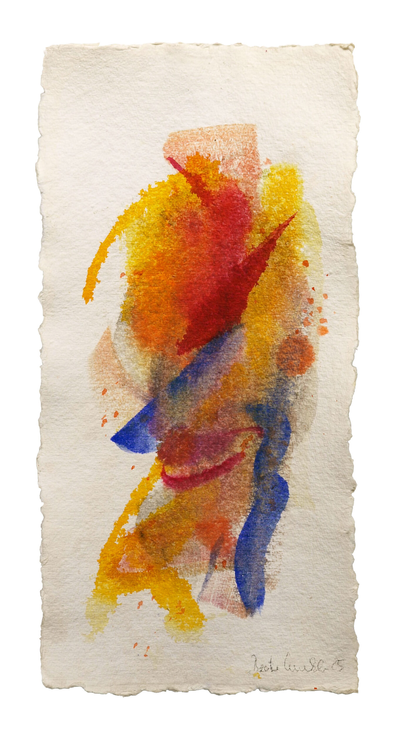 Faces 2, 2025, Mixed Media auf Büttenpapier, 20 × 40 cm