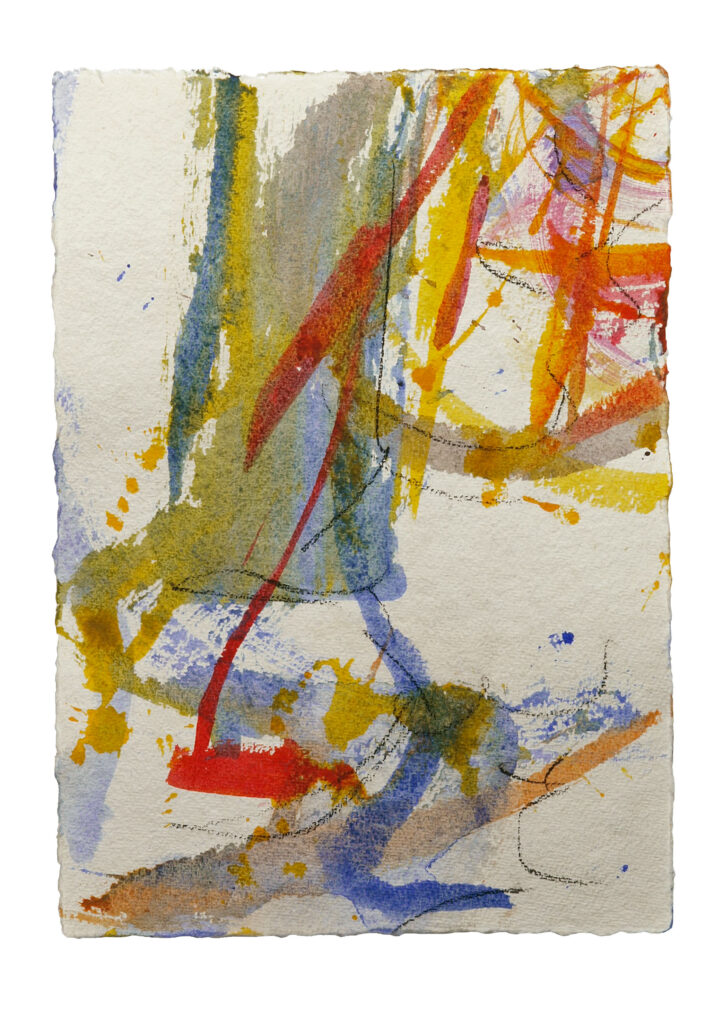 Only 4, 2025, Mixed Media auf Büttenpapier, 24 × 34 cm