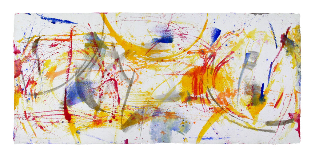 Space Worlds 23 — Vorderseite, 2025, Mixed Media auf Büttenpapier, 200 × 100 cm