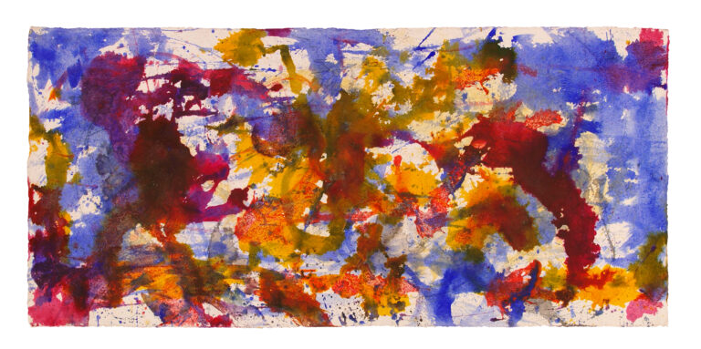 Space Worlds 23 — Rückseite, 2025, Mixed Media auf Büttenpapier, 200 × 100 cm