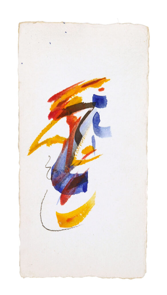 Ahead 2, 2026, Mixed Media auf Büttenpapier, 15 × 30 cm