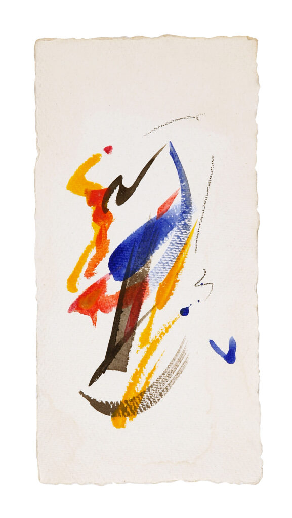 Ahead 3, 2026, Mixed Media auf Büttenpapier, 15 × 30 cm
