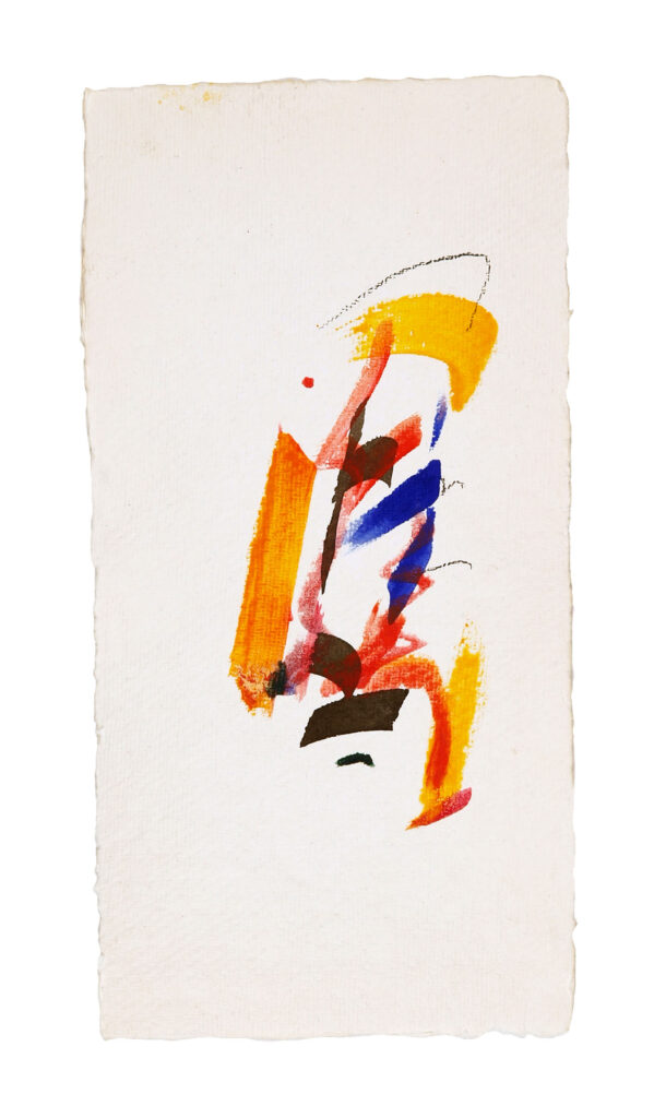 Ahead 4, 2026, Mixed Media auf Büttenpapier, 15 × 30 cm