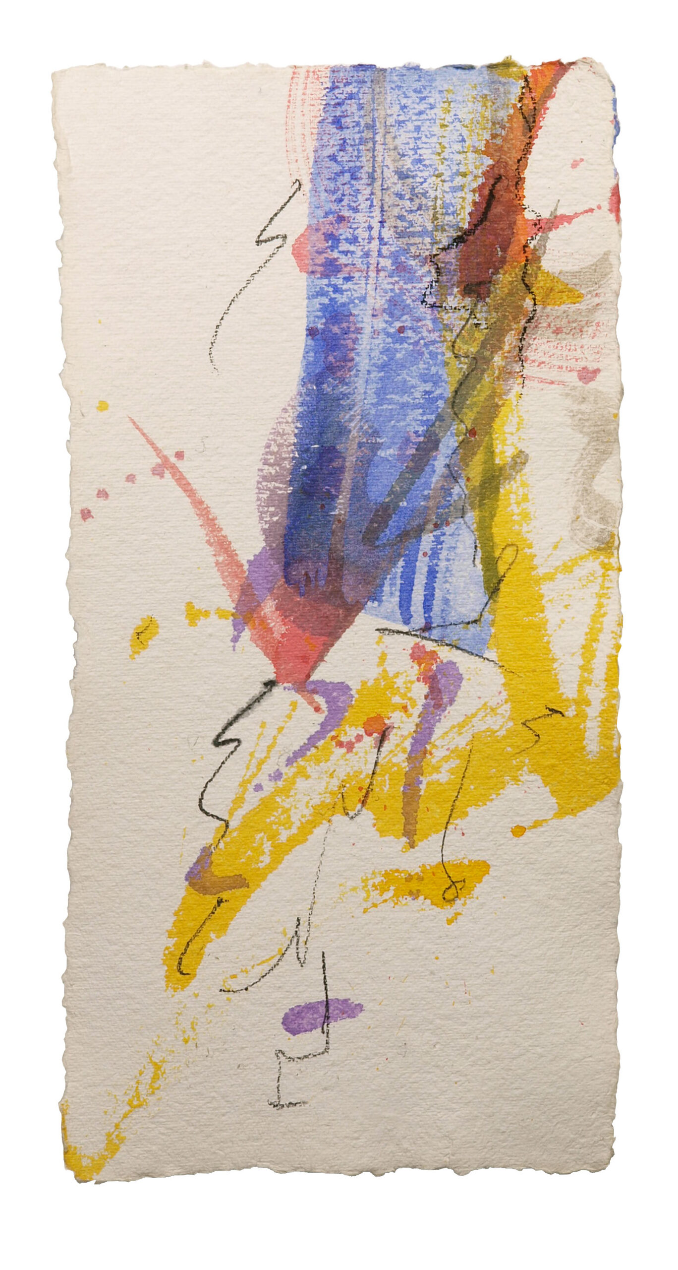 Before 2, 2025, Mixed Media auf Büttenpapier, 20 × 40 cm