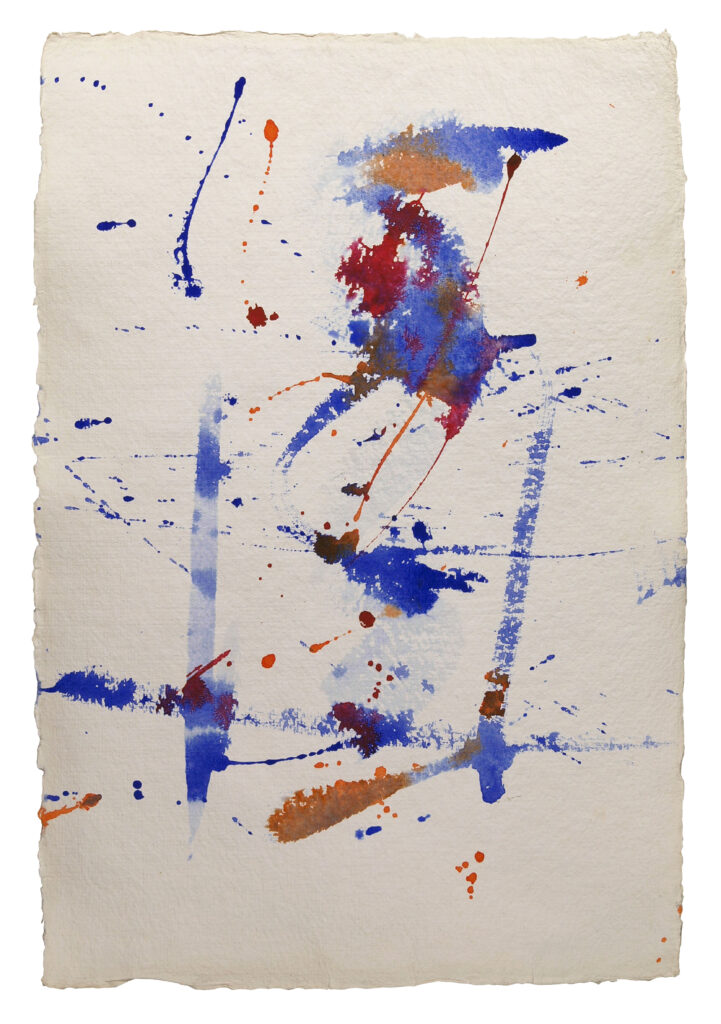 In the Sky 1, 2025, Mixed Media auf Büttenpapier, 38 × 55 cm