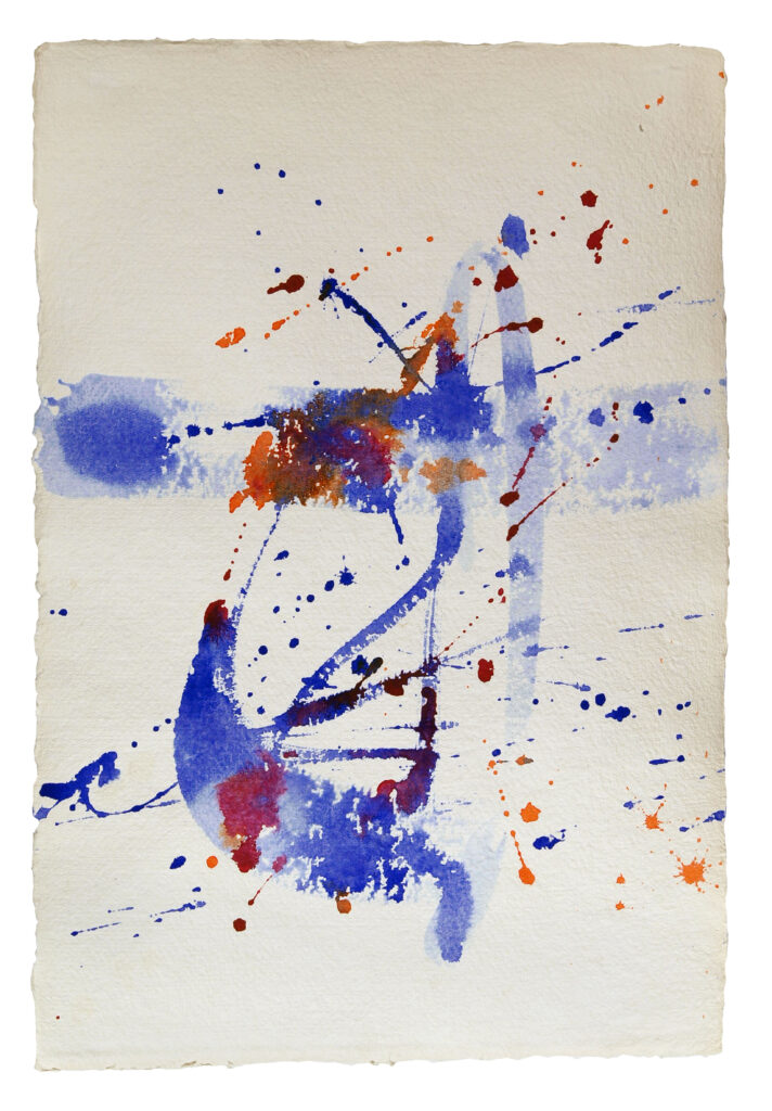 In the Sky 2, 2025, Mixed Media auf Büttenpapier, 38 × 55 cm
